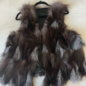 Retro 70s disco inspired 100% REAL FOX FUR vest.